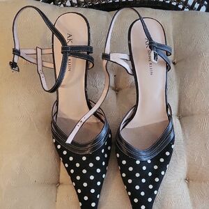 Anne Klein Black and White Polka Dot Heels